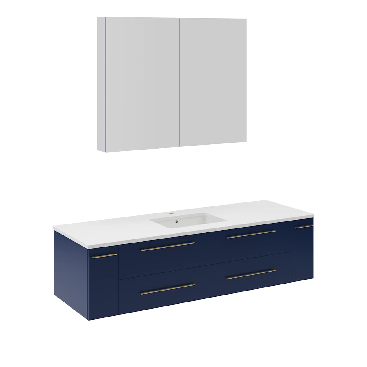 Lucera 60" Wall Mounted Single Basin Vanity Set with Cabinet, Quartz Vanity Top, and Medicine Cabinet