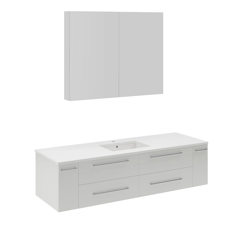 Lucera 60" Wall Mounted Single Basin Vanity Set with Cabinet, Quartz Vanity Top, and Medicine Cabinet - image 16