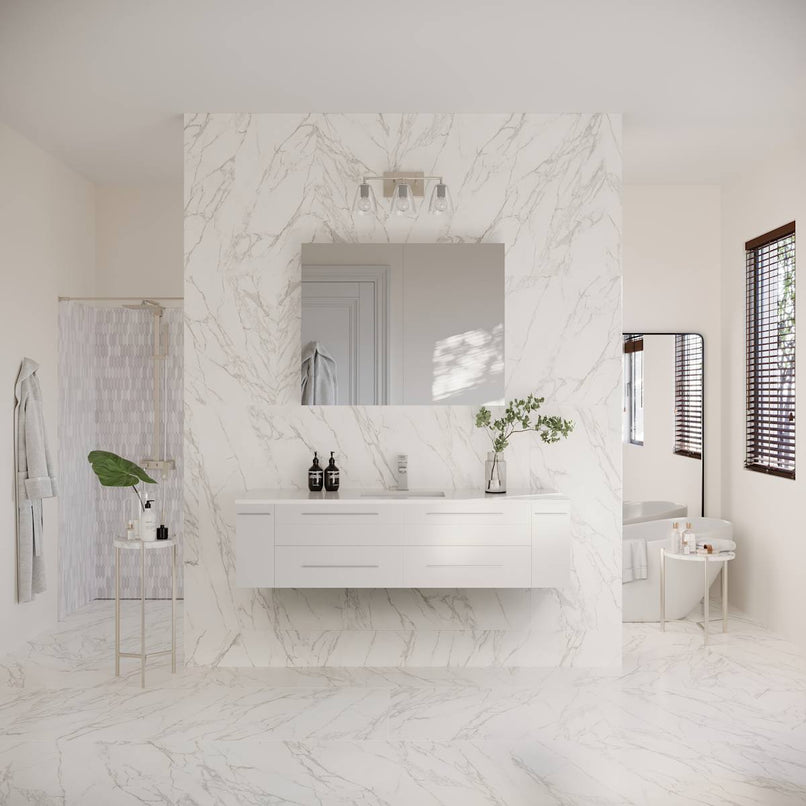 Lucera 60" Wall Mounted Single Basin Vanity Set with Cabinet, Quartz Vanity Top, and Medicine Cabinet - image 19