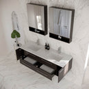Lucera 60" Wall Mounted Double Basin Vanity Set with Cabinet, Quartz Vanity Top, and Medicine Cabinets - image 3