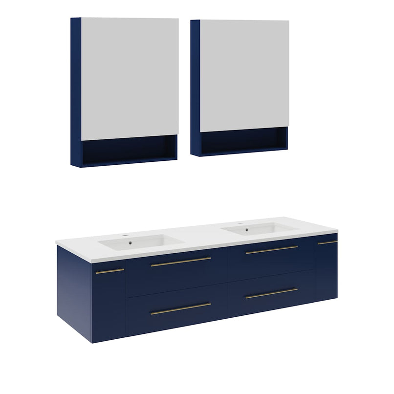 Lucera 60" Wall Mounted Double Basin Vanity Set with Cabinet, Quartz Vanity Top, and Medicine Cabinets - image 14