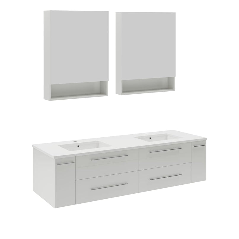 Lucera 60" Wall Mounted Double Basin Vanity Set with Cabinet, Quartz Vanity Top, and Medicine Cabinets - image 16