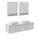 Lucera 60" Wall Mounted Double Basin Vanity Set with Cabinet, Quartz Vanity Top, and Medicine Cabinets - image 14