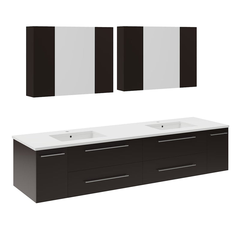 Lucera 72" Wall Mounted Double Basin Vanity Set with Cabinet, Quartz Vanity Top, and Medicine Cabinets - image 2