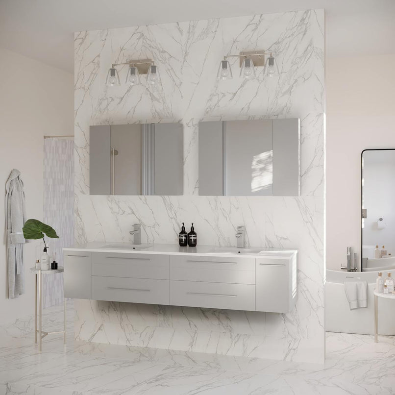 Lucera 72" Wall Mounted Double Basin Vanity Set with Cabinet, Quartz Vanity Top, and Medicine Cabinets - image 7