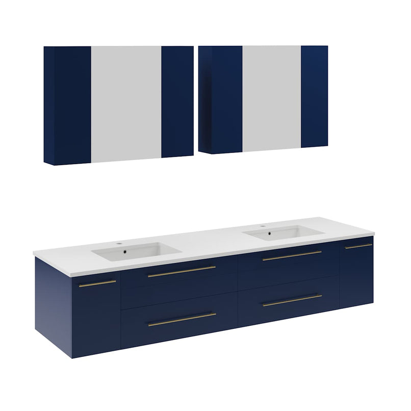Lucera 72" Wall Mounted Double Basin Vanity Set with Cabinet, Quartz Vanity Top, and Medicine Cabinets - image 11