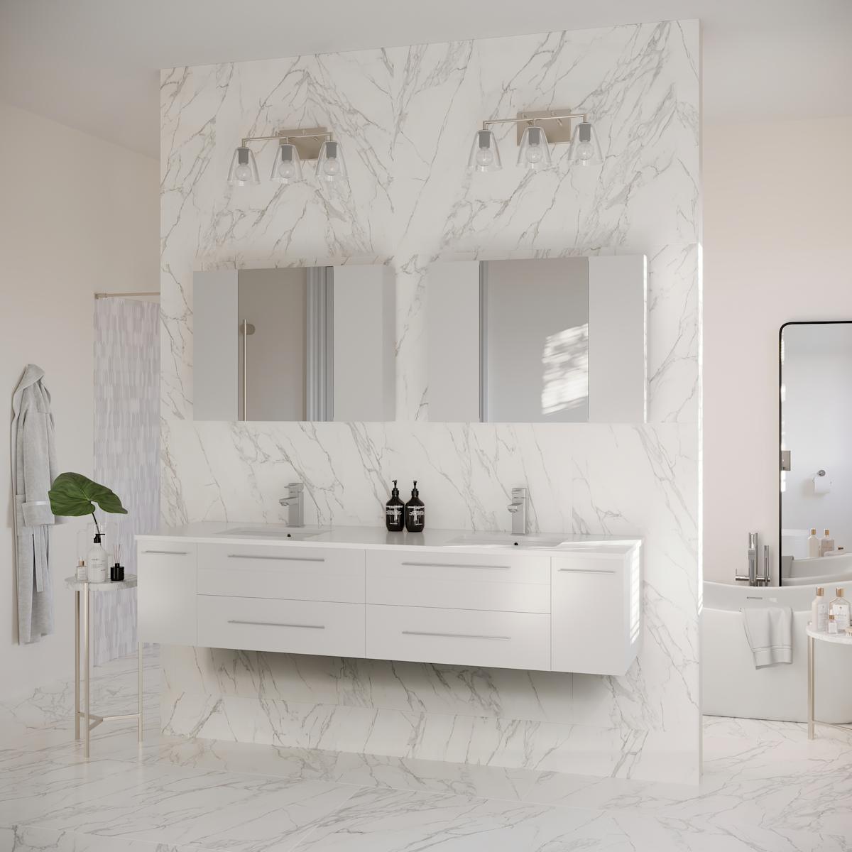 Lucera 72" Wall Mounted Double Basin Vanity Set with Cabinet, Quartz Vanity Top, and Medicine Cabinets - image 18