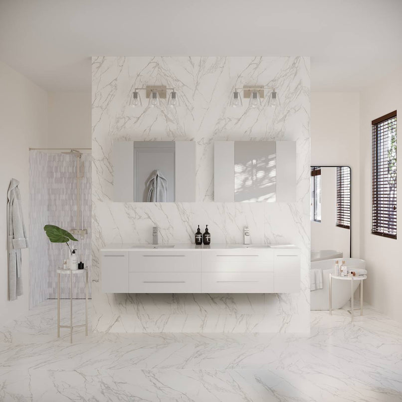 Lucera 72" Wall Mounted Double Basin Vanity Set with Cabinet, Quartz Vanity Top, and Medicine Cabinets - image 19