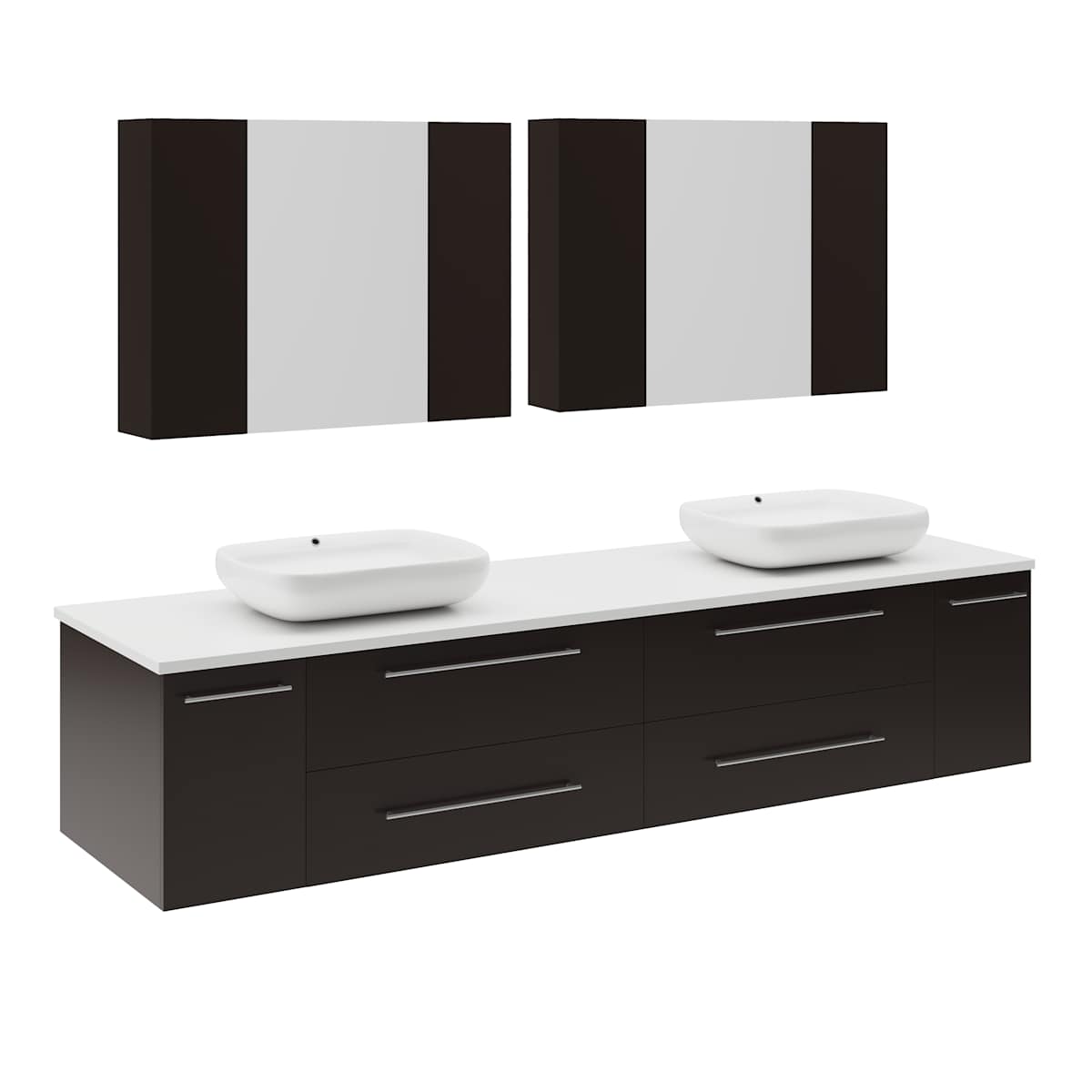 Lucera 72" Wall Mounted Double Basin Vanity Set with Cabinet, Quartz Vanity Top, and Medicine Cabinet - image 2