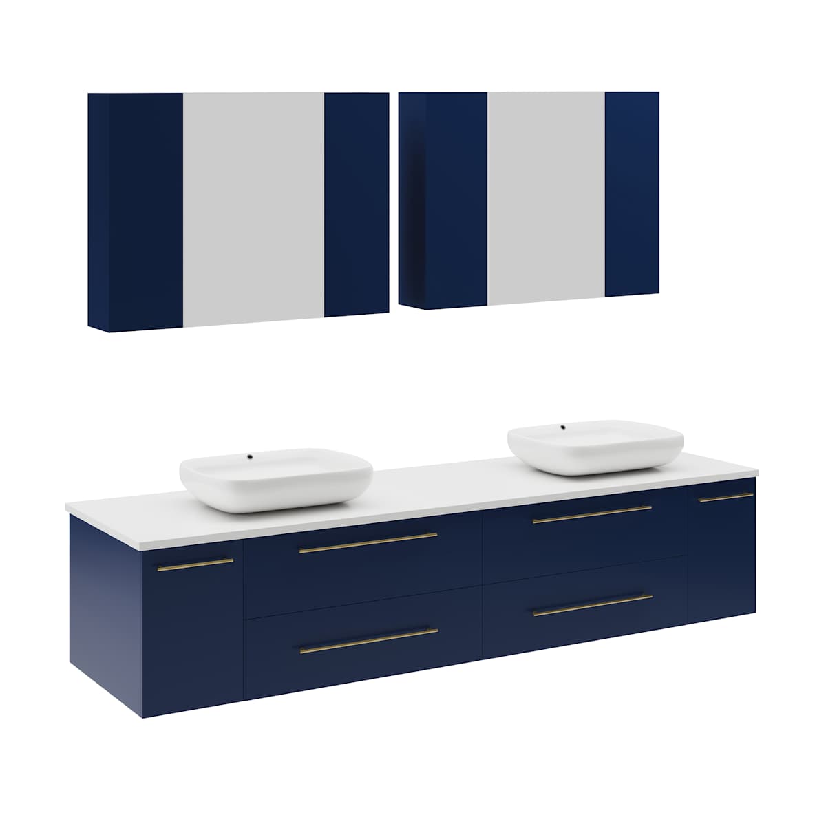 Lucera 72" Wall Mounted Double Basin Vanity Set with Cabinet, Quartz Vanity Top, and Medicine Cabinet