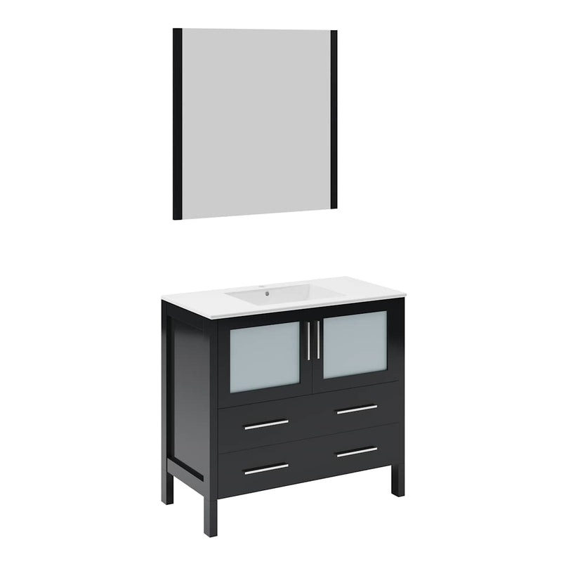 Torino 36" Free Standing Single Basin Vanity Set with Cabinet, Ceramic Vanity Top, and Framed Mirror - image 3