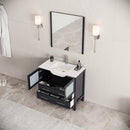 Torino 36" Free Standing Single Basin Vanity Set with Cabinet, Ceramic Vanity Top, and Framed Mirror - image 4