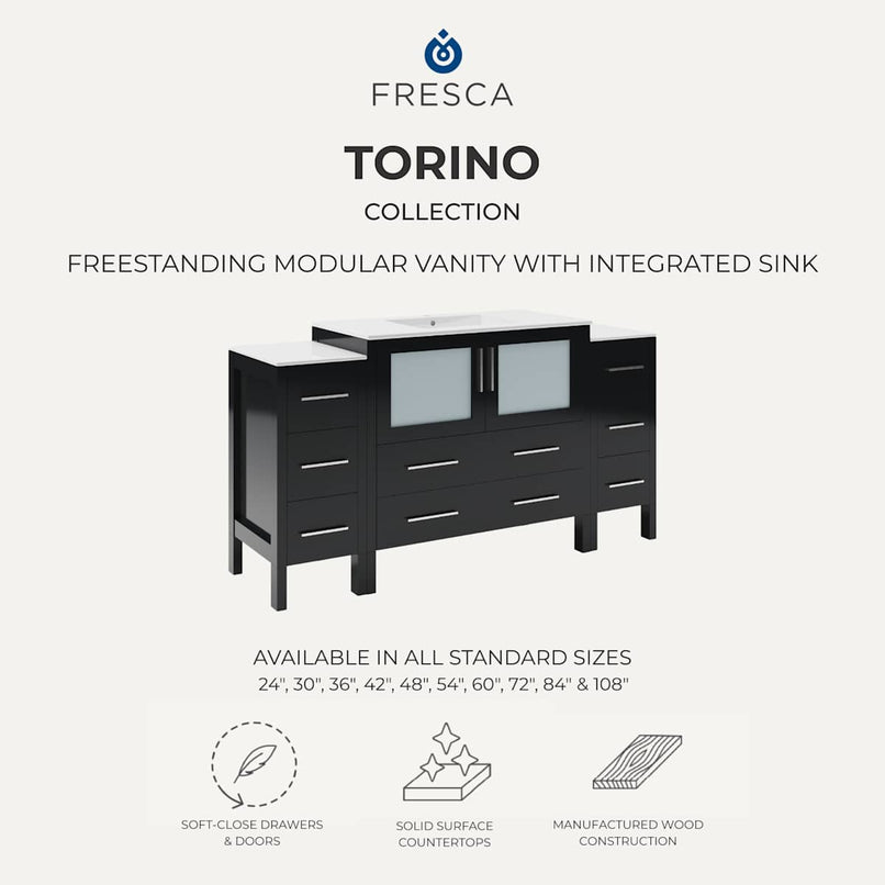 Torino 36" Free Standing Single Basin Vanity Set with Cabinet, Ceramic Vanity Top, and Framed Mirror - image 7