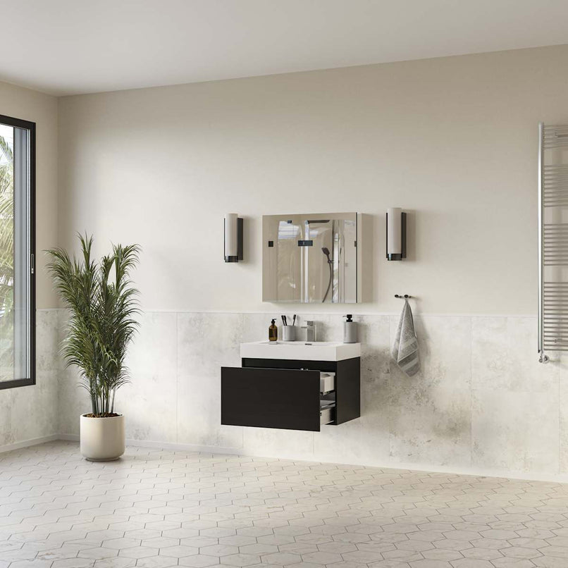 Mezzo 30" Wall Mounted Single Basin Vanity Set with Cabinet, Acrylic Vanity Top, and Medicine Cabinet - image 4