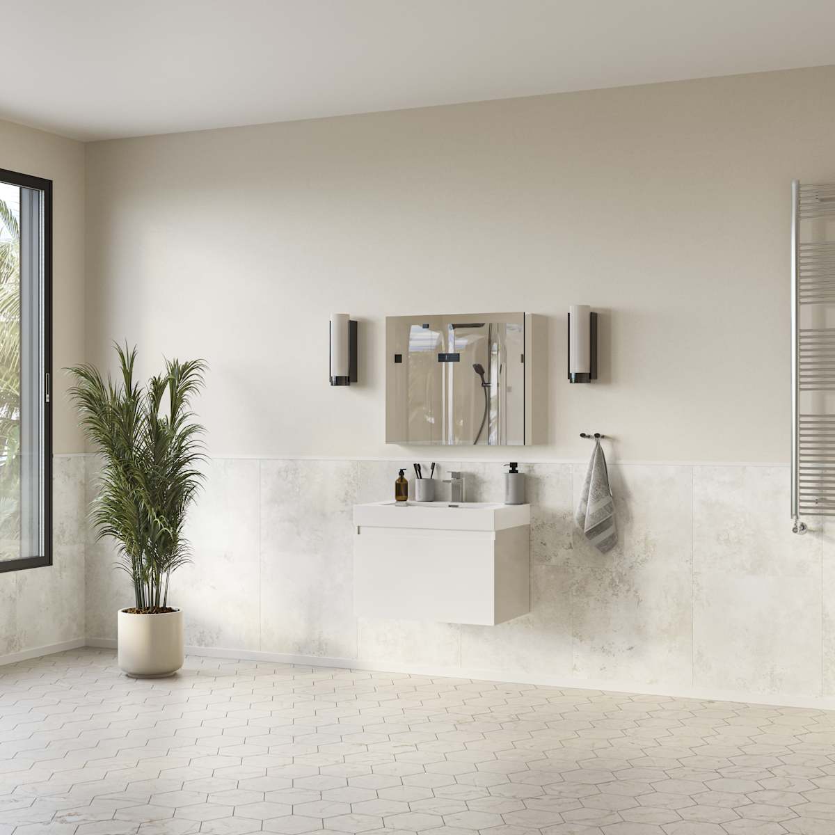 Mezzo 30" Wall Mounted Single Basin Vanity Set with Cabinet, Acrylic Vanity Top, and Medicine Cabinet