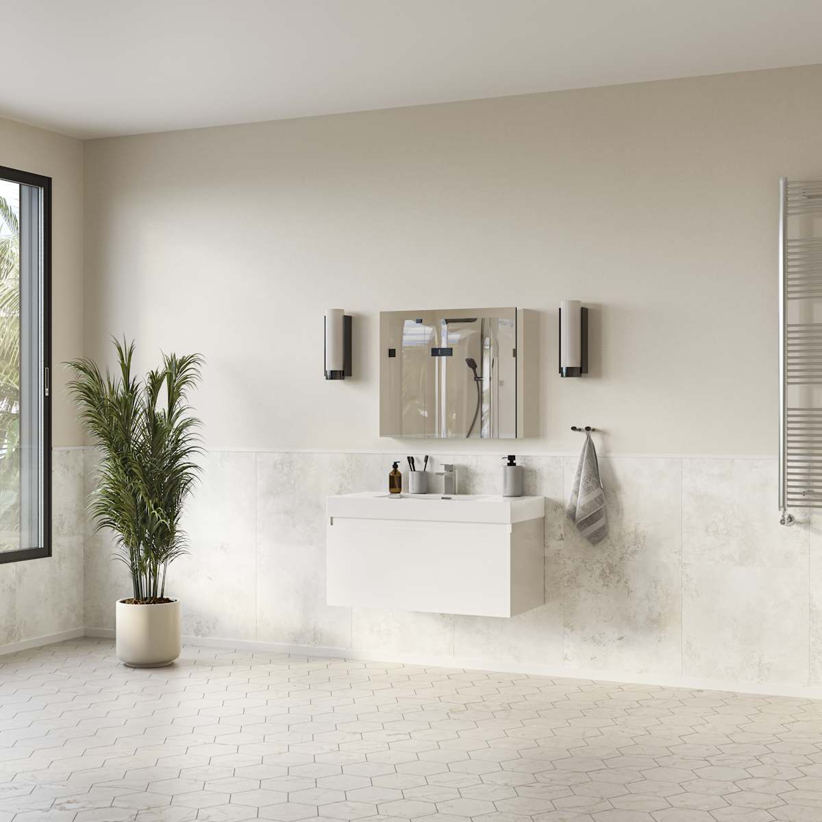 Mezzo 36" Wall Mounted Single Basin Vanity Set with Cabinet, Acrylic Vanity Top, and Medicine Cabinet - image 5