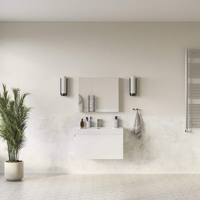 Mezzo 36" Wall Mounted Single Basin Vanity Set with Cabinet, Acrylic Vanity Top, and Medicine Cabinet - image 1