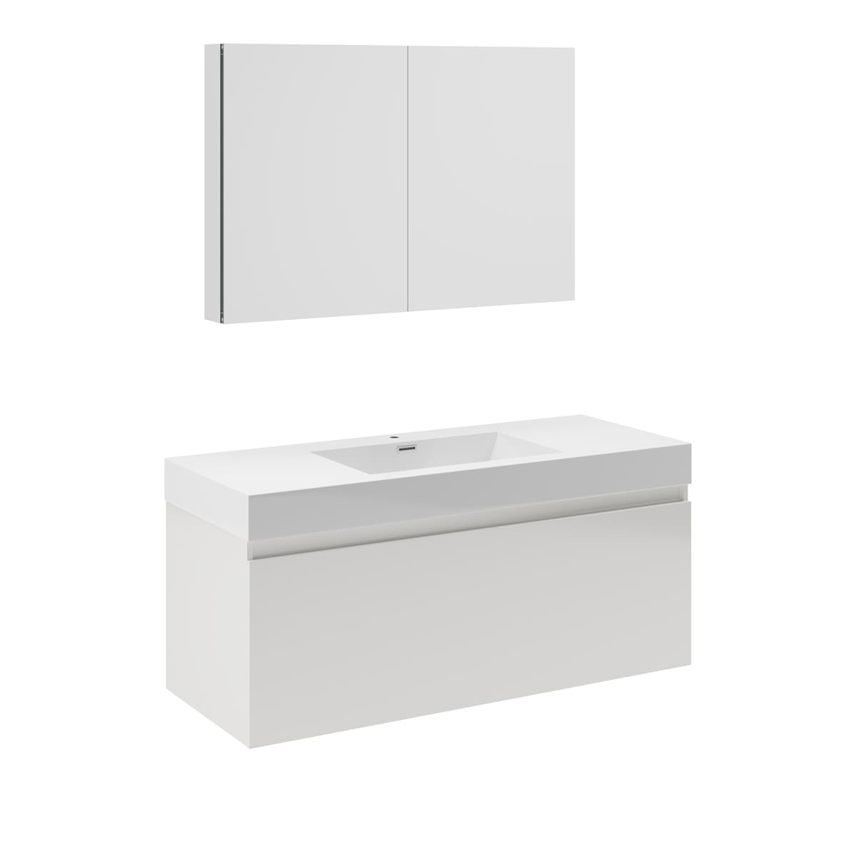 Mezzo 48" Wall Mounted Single Basin Vanity Set with Cabinet, Acrylic Vanity Top, and Medicine Cabinet