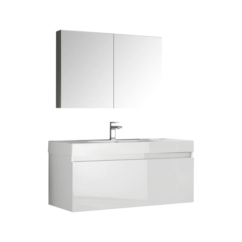 Mezzo 48" Wall Mounted Single Basin Vanity Set with Cabinet, Acrylic Vanity Top, and Medicine Cabinet - image 1