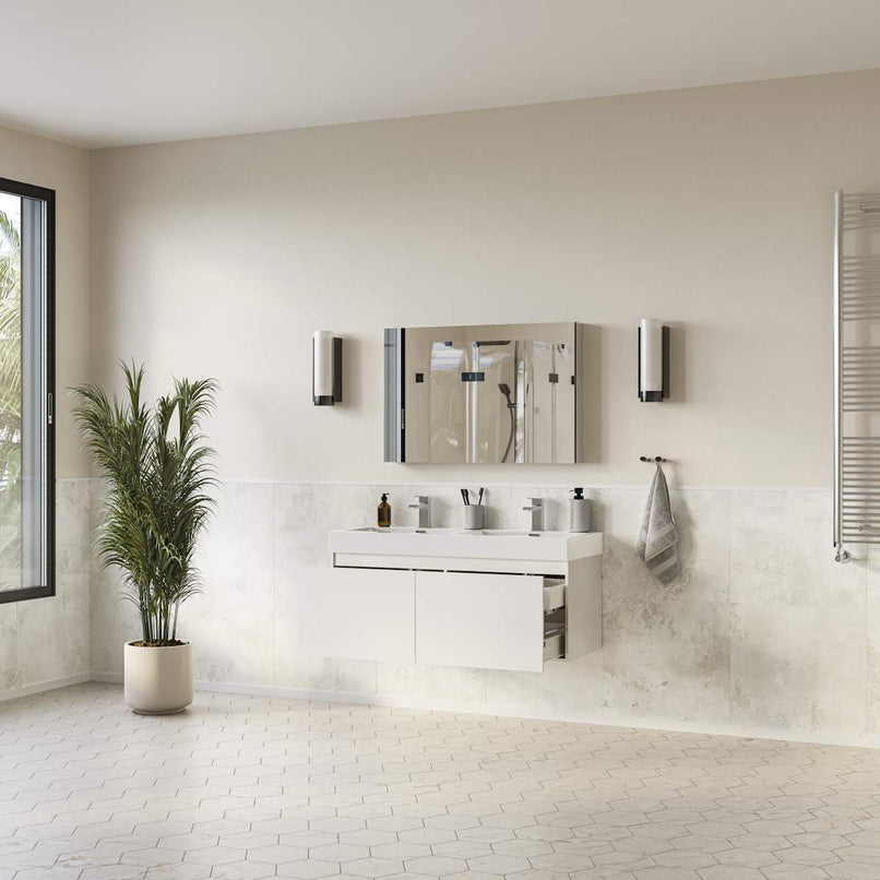 Mezzo 48" Wall Mounted Double Basin Vanity Set with Cabinet, Acrylic Vanity Top, and Medicine Cabinet - image 5