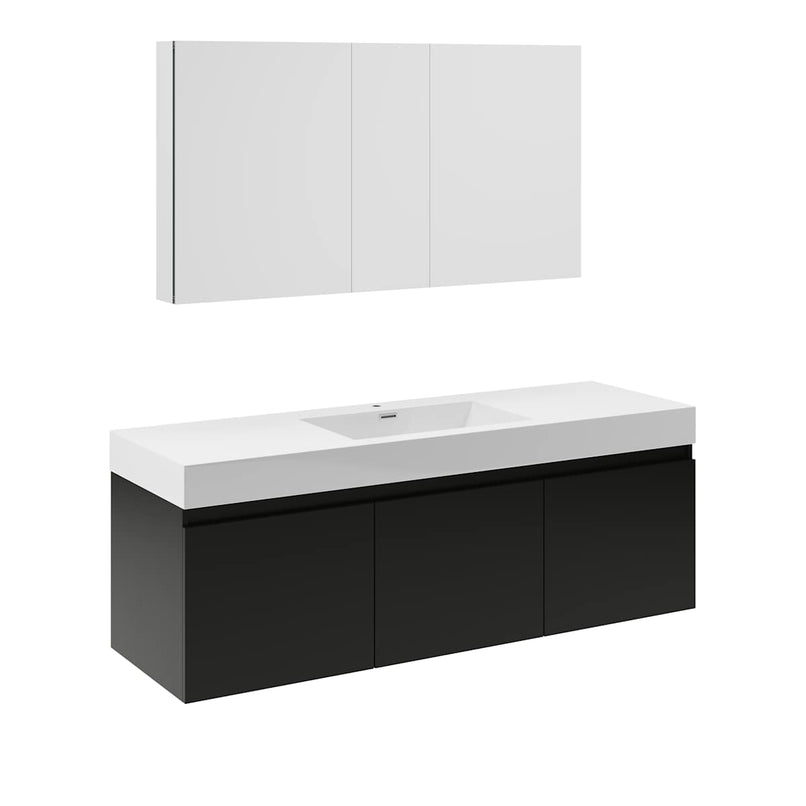 Mezzo 60" Wall Mounted Single Basin Vanity Set with Cabinet, Acrylic Vanity Top, and Medicine Cabinet - image 2