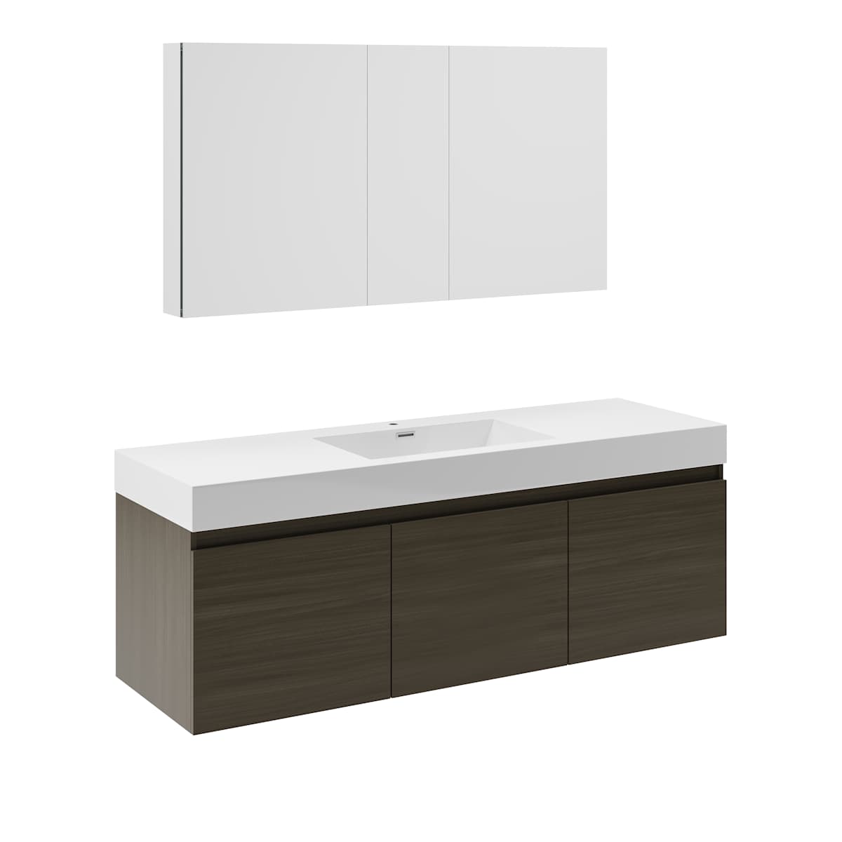 Mezzo 60" Wall Mounted Single Basin Vanity Set with Cabinet, Acrylic Vanity Top, and Medicine Cabinet