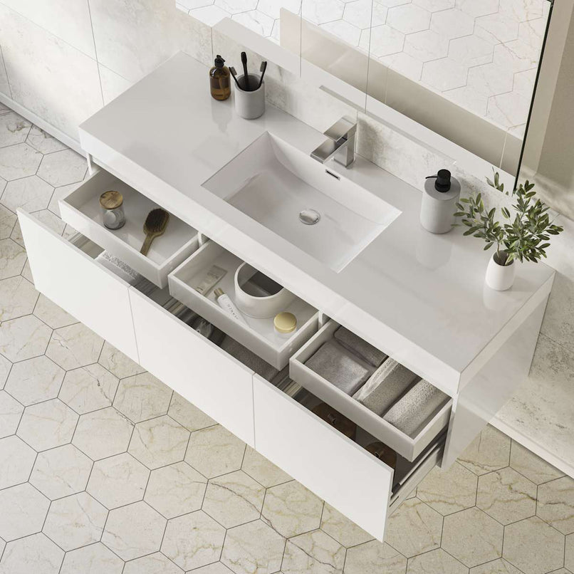 Mezzo 60" Wall Mounted Single Basin Vanity Set with Cabinet, Acrylic Vanity Top, and Medicine Cabinet - image 15