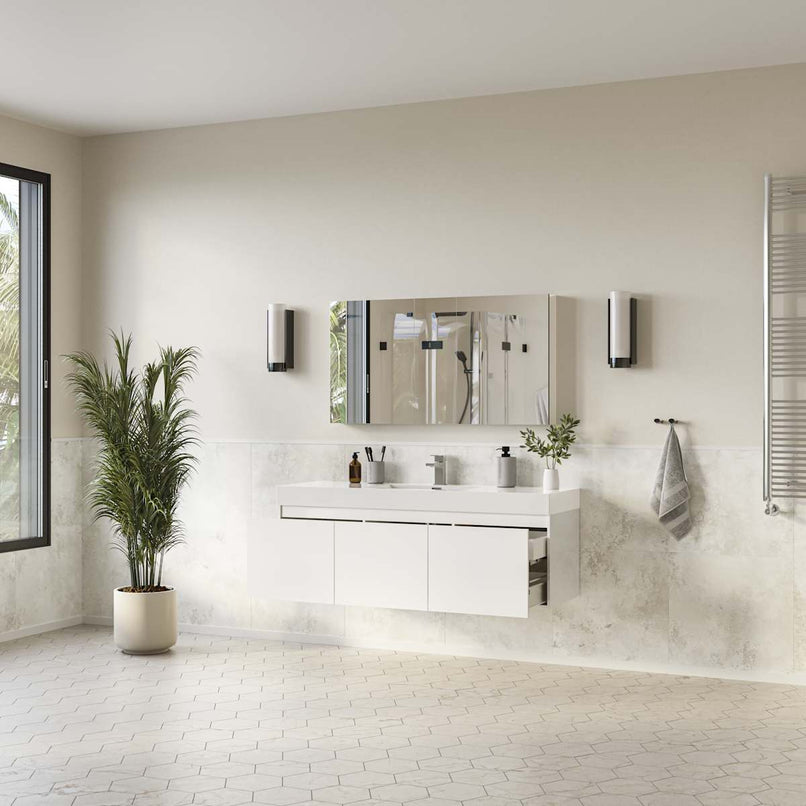 Mezzo 60" Wall Mounted Single Basin Vanity Set with Cabinet, Acrylic Vanity Top, and Medicine Cabinet - image 17