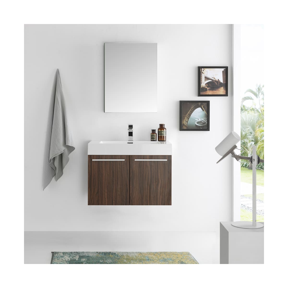 Vista 30" Wall Mounted Single Basin Vanity Set with Cabinet, Acrylic Vanity Top, and Medicine Cabinet