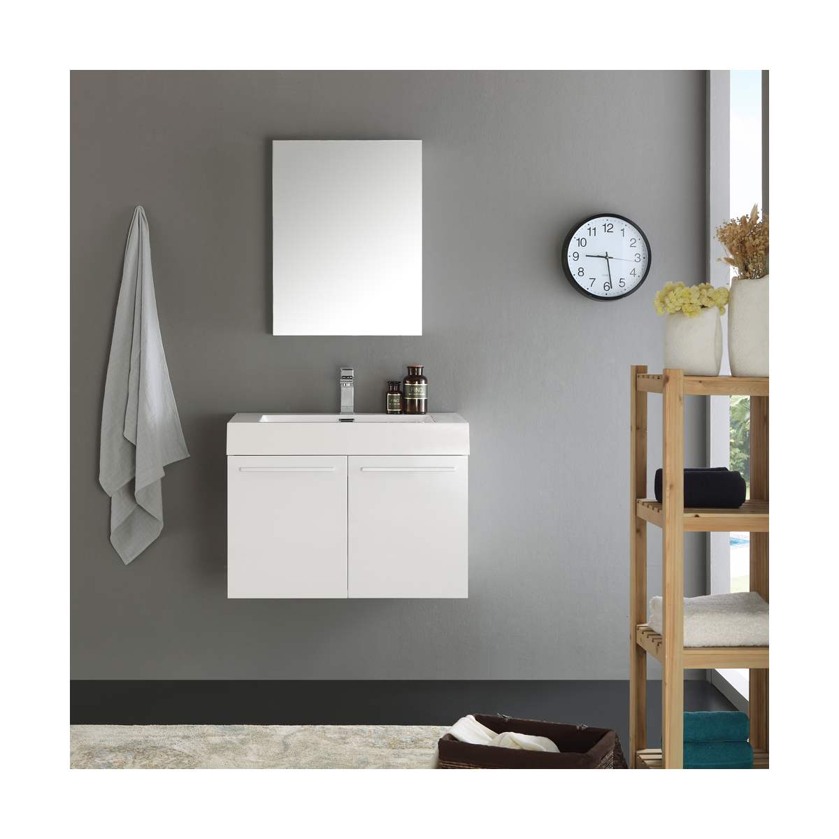 Vista 30" Wall Mounted Single Basin Vanity Set with Cabinet, Acrylic Vanity Top, and Medicine Cabinet