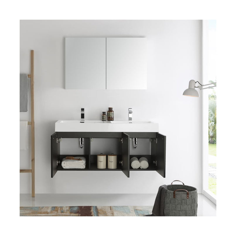 Vista 48" Wall Mounted Double Basin Vanity Set with Cabinet, Acrylic Vanity Top, and Medicine Cabinet - image 17