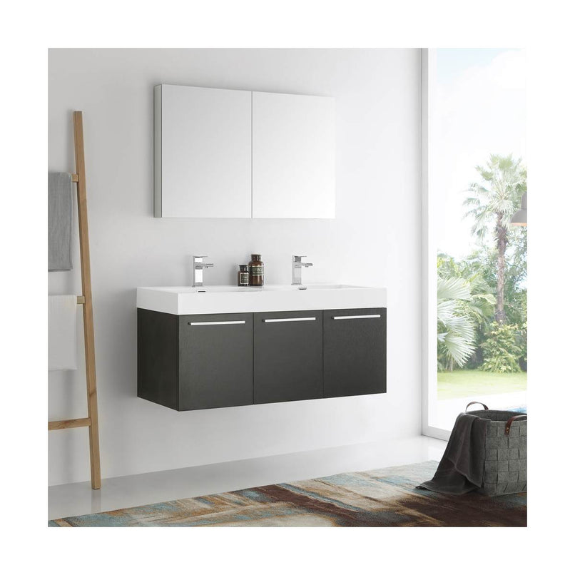Vista 48" Wall Mounted Double Basin Vanity Set with Cabinet, Acrylic Vanity Top, and Medicine Cabinet - image 15