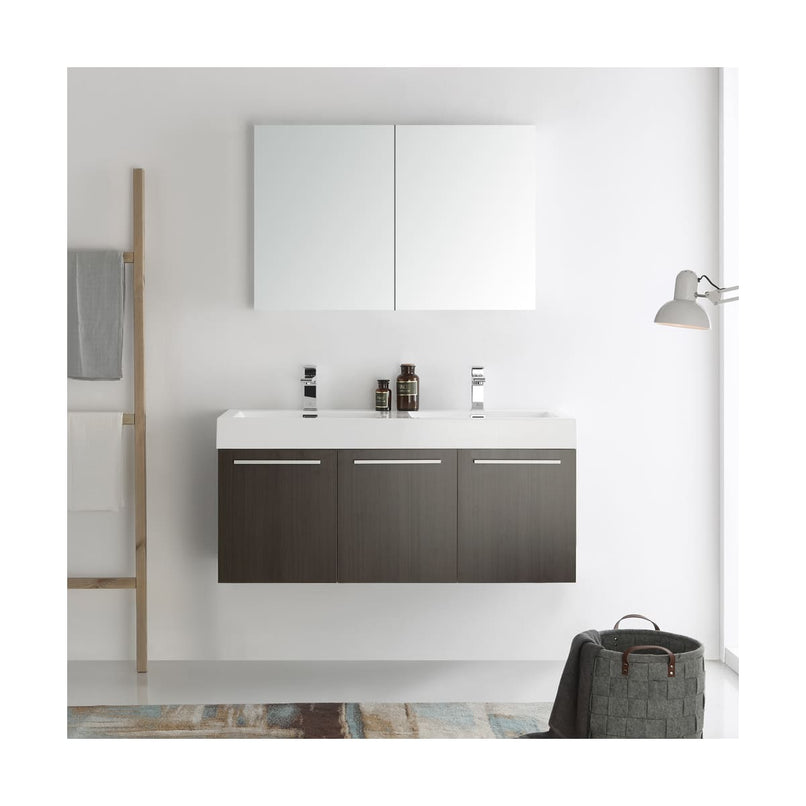 Vista 48" Wall Mounted Double Basin Vanity Set with Cabinet, Acrylic Vanity Top, and Medicine Cabinet - image 13