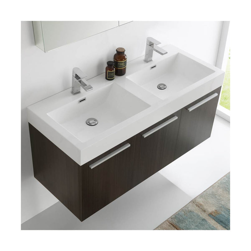 Vista 48" Wall Mounted Double Basin Vanity Set with Cabinet, Acrylic Vanity Top, and Medicine Cabinet - image 11