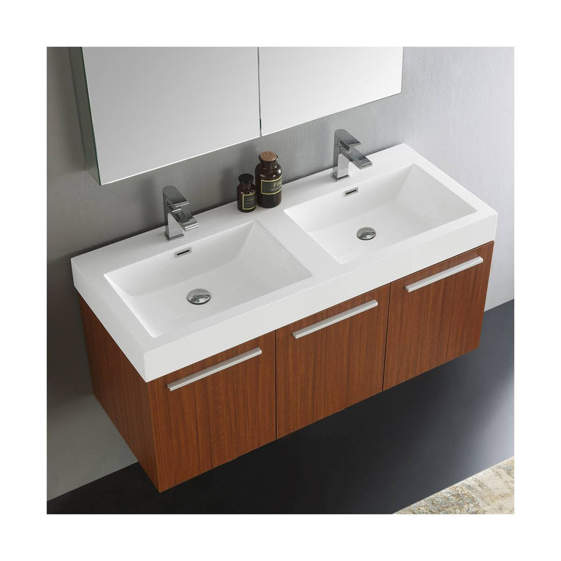Vista 48" Wall Mounted Double Basin Vanity Set with Cabinet, Acrylic Vanity Top, and Medicine Cabinet - image 7