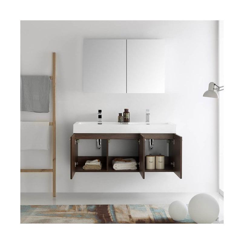 Vista 48" Wall Mounted Double Basin Vanity Set with Cabinet, Acrylic Vanity Top, and Medicine Cabinet - image 4