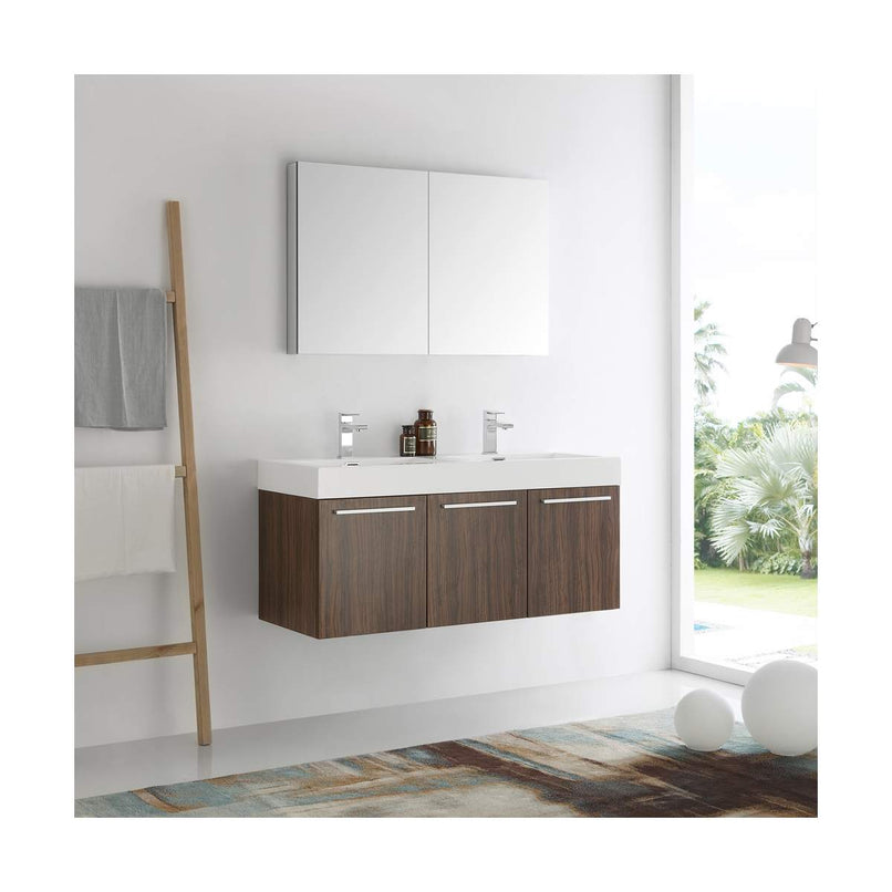 Vista 48" Wall Mounted Double Basin Vanity Set with Cabinet, Acrylic Vanity Top, and Medicine Cabinet - image 2