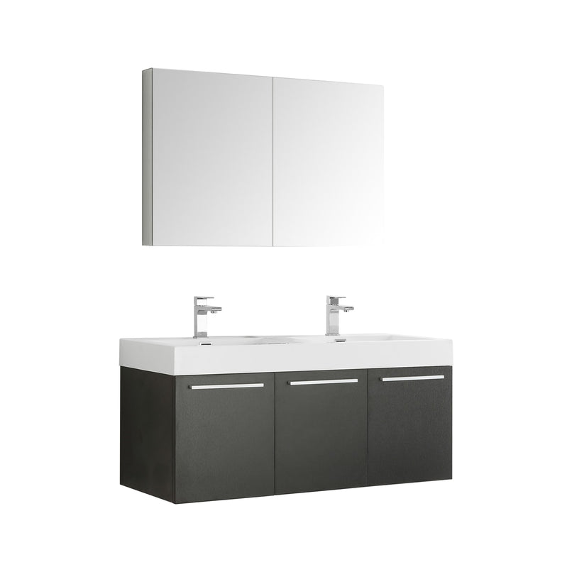 Vista 48" Wall Mounted Double Basin Vanity Set with Cabinet, Acrylic Vanity Top, and Medicine Cabinet - image 1