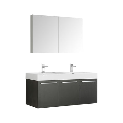Vista 48" Wall Mounted Double Basin Vanity Set with Cabinet, Acrylic Vanity Top, and Medicine Cabinet - image 1