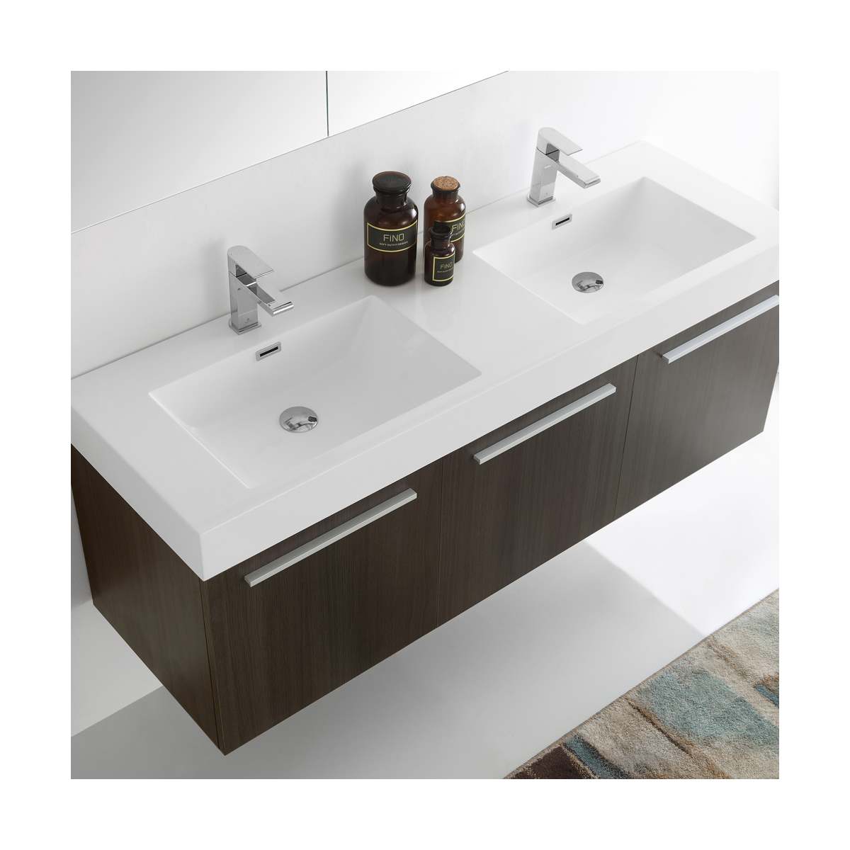 Vista 59" Wall Mounted Double Basin Vanity Set with Cabinet, Acrylic Vanity Top, and Medicine Cabinet
