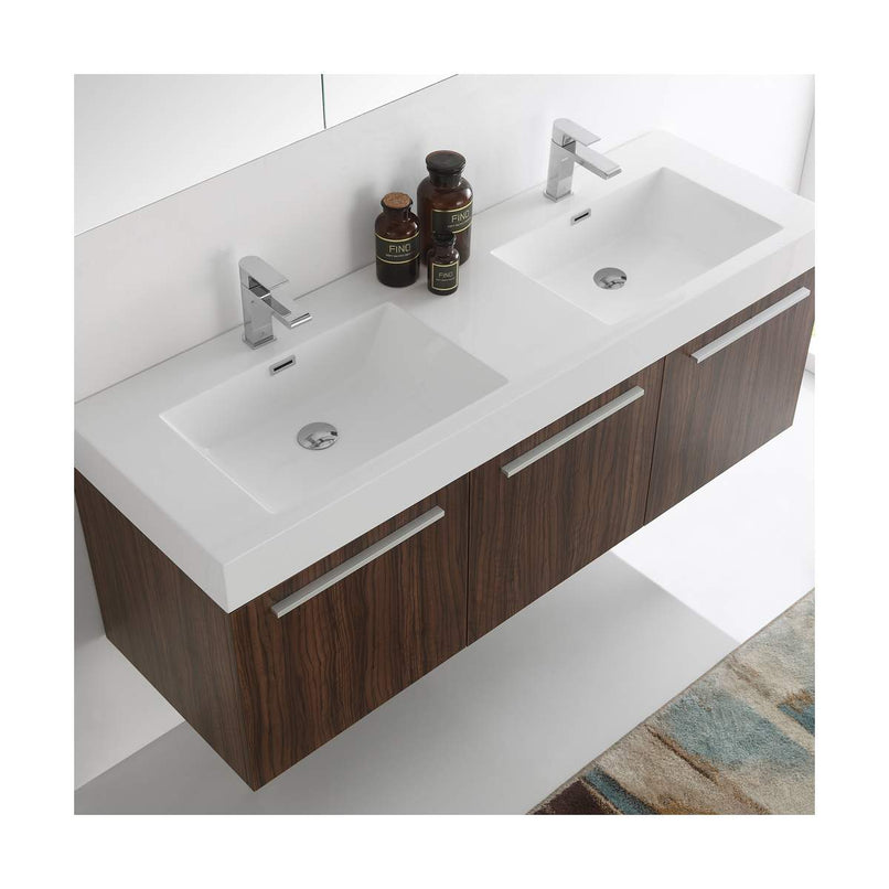 Vista 59" Wall Mounted Double Basin Vanity Set with Cabinet, Acrylic Vanity Top, and Medicine Cabinet - image 2