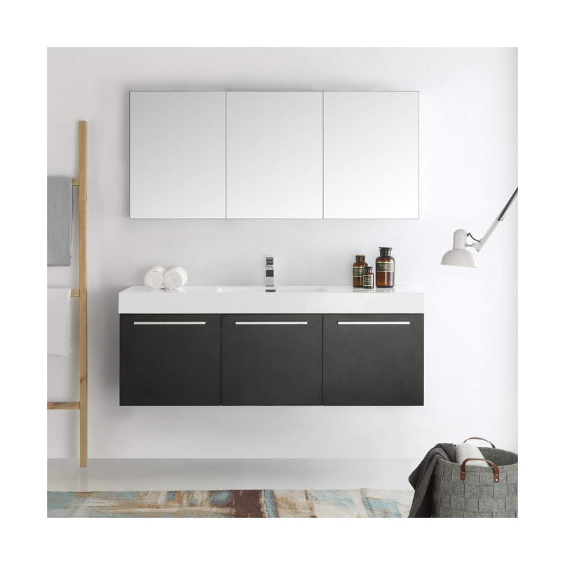 Vista 59" Wall Mounted Single Basin Vanity Set with Cabinet, Acrylic Vanity Top, and Medicine Cabinet - image 21