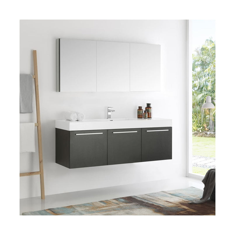 Vista 59" Wall Mounted Single Basin Vanity Set with Cabinet, Acrylic Vanity Top, and Medicine Cabinet - image 18
