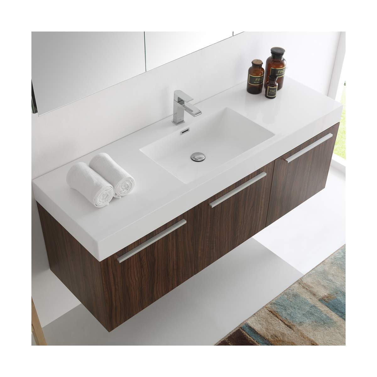 Vista 59" Wall Mounted Single Basin Vanity Set with Cabinet, Acrylic Vanity Top, and Medicine Cabinet