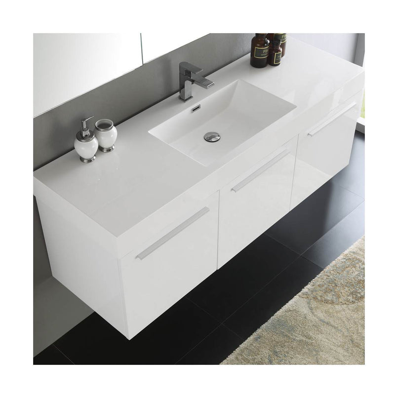 Vista 59" Wall Mounted Single Basin Vanity Set with Cabinet, Acrylic Vanity Top, and Medicine Cabinet - image 3