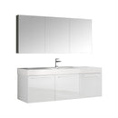Vista 59" Wall Mounted Single Basin Vanity Set with Cabinet, Acrylic Vanity Top, and Medicine Cabinet - image 1