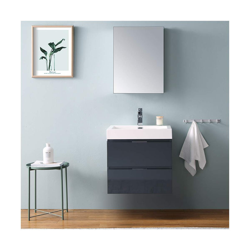 Valencia 24" Wall Mounted Single Basin Vanity Set with Cabinet, Acrylic Vanity Top, and Medicine Cabinet - image 4