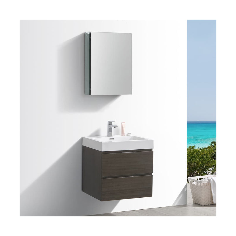 Valencia 24" Wall Mounted Single Basin Vanity Set with Cabinet, Acrylic Vanity Top, and Medicine Cabinet - image 7