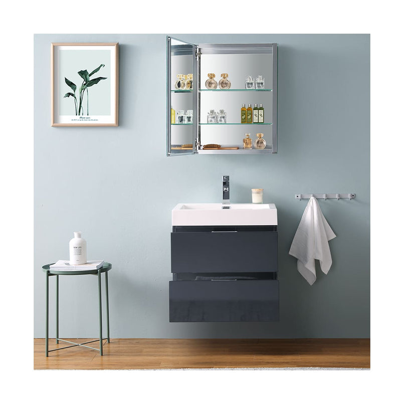 Valencia 24" Wall Mounted Single Basin Vanity Set with Cabinet, Acrylic Vanity Top, and Medicine Cabinet - image 5