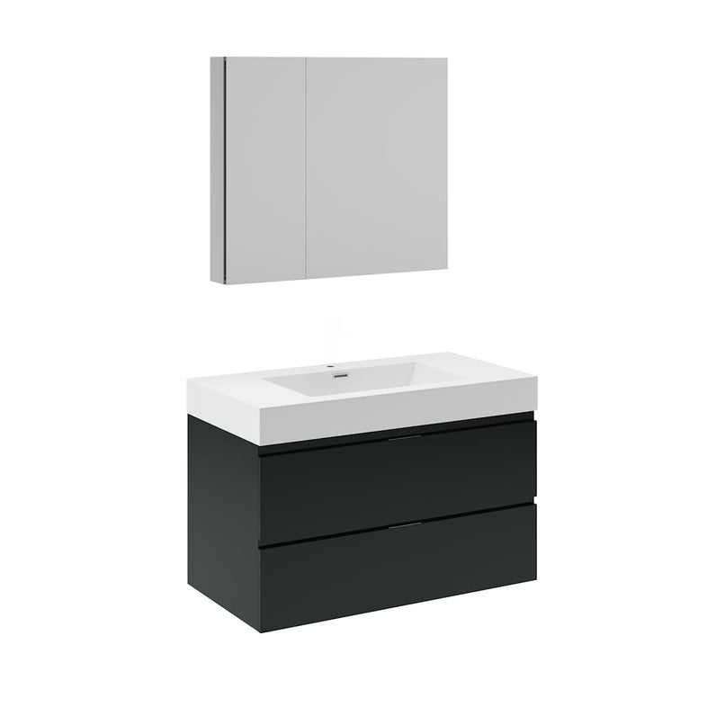 Valencia 36" Wall Mounted Single Basin Vanity Set with Cabinet, Acrylic Vanity Top, and Medicine Cabinet - image 2